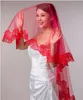 Princesse rouge blanc ivoire voiles de mariage pas cher longue dentelle voiles de mariée une couche sur mesure dentelle Applique bord mariée voile livraison gratuite