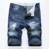 Men's Jeans Straight Ripped Shorts Men Summer Brand Mens Stretch Short Casual Streetwear Elastic Biker Denim 29-42