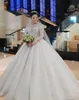 New Luxurious Muslim Ball Gown Wedding Dresses Jewel Neck Lace Appliques Beads Sequins Long Sleeves Cathedral Train Formal Bridal 5739693
