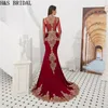 Abiti da sera musulmani con avvolgimento a maniche lunghe sirene la sera arabo islamica abito da ballo da ballo Vestitidos de Fiesta 2018 Evening GO2408821