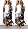 Kwiatowy Kimono Kobiety Suntan Cardigan Płaszcz Letnie Casual Beach Smock Drukowane Długie Cape Bikini Cover-Ups Luźne Wakacje Beachwear Vestidos B5585