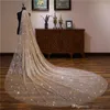 Sparkly Blingbling Glitters Bridal Sluiers Luxe bruiloft sluierbruid 3 meter lange kathedraal sluier met kam peigne mariage