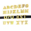 8MM Gold Half Rhinestone Slide Letters UZ Can Choose Each Letters 20 pcslot Fit DIY Wristband Bracelet LSSL351510421