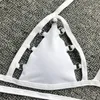 Ladies Triangle Bikini Sets Hollow Out Ring Halter Sexy Beach Swimsuit Women Thong Bikini Water Sports Breast Pad Bathing Suits Swimwear