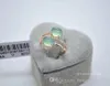 Zeer aantrekkelijke sieraden Valentijnsdag Cocktail 18K Rose Gold Gevulde Fijne Emerald Jade Ring Maat 7-8