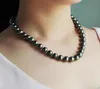 Frete Grátis nobre de 10-11mmTahitian negro gola de perlas de plata 925