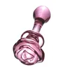 New Pink Rose Glass Anal Plug Smooth Anal Beads Prostata Massage Glass Butt Plug Adult Sex Toys for Women Men Glass Dildo Y1910246119944