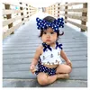 2020 Rompers Kläder uppsättningar Ankare Bow Top + Polka Dot Briefs + Head Band 3pcs Ärmlös Outfits Set Sommar Mode Baby Girls