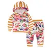 Bébé Filles Vêtement Garçon Camo Rayé Sweat À Capuche Pantalon Costumes Fleurs Florales Vêtements Ensembles À Manches Longues INS Lettre Manteaux Pantalons Tenues 23 Couleurs D6776