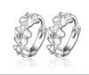 New Fashion Jewelry Women Stud Earring Camellia Flower Design Sparkling Crystal Inlay Silver Plated Ear Jewelry