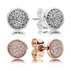 New European and American fashion earrings 925 sterling silver plated rose gold for Pandora jewelry set CZ diamond birthday gift earring