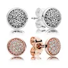 New European and American fashion earrings 925 sterling silver plated rose gold for Pandora jewelry set CZ diamond birthday gift earring