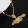 الفولاذ المقاوم للصدأ جامايكا خريطة قلادة القلائد مجوهرات لون الذهب والمجوهرات الجامايكي خريطة العلم المجوهرات