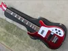 5 cordes 4003 Fire glo métallisé rouge guitare basse électrique matériel chromé, incrustation de touche triangle nacré blanc