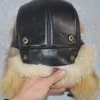 100% Natural Real Fox Fur Bomber Hat Ryssland Winter Warm Soft Fluffy Real Fox Fur Cap Men Quality äkta Sheepkin Leather Hats314s