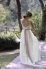 Hot Sale A Line Square Beach Wedding Dresses Floor Length White Ivory Chiffon Lilac Long Sash Lace Top Boho Bridal Wedding Gowns