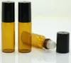 300 x 5ml High Quality Mini Amber Glass Roll on Bottle With Black/Gold Plastic Lids Glass Ball