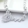 LUOTEEMI New Noble Jewelry Sets White Gold-Color Clear CZ Leaf and Flower Pendant Necklace for Women Bridal Wedding Accessories Gift