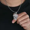 Fashion-skull diamonds pendant necklaces for men luxury crystal pendants western rapper singer copper zircons chains necklace free shipping