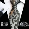 2019 디자이너 넥타이 남자 60 스타일 블루 패션 짠된 넥타이 Hanky ​​커 프 스 단추 결혼식 파티 넥타이 세트에 대 한 설정