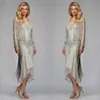 Mother Of The Bride Dresses With Jacket Suits Gorgeous Chiffon Appliques Lace Tea Length Deep V-neck For Weddings Evening Gowns281i