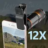 12x Telefoon Camera Lens Monoculaire Telescoop Lange Focus Lens 0.45x Groothoek Macro-lens Universeel voor mobiele telefoons Mobiele telefoons