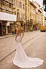 Berta bröllopsklänningar med wrap sweetheart spets sequins sjöjungfru brudklänningar 2020 Backless Sweep Train Wedding Dress Robe de Marie