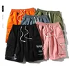 Heren Shorts Casual Cargo Mannen Zomer 2021 Mode Mannelijke Korte Jogger Streetwear Zwart Roze Elastische Taille Trekkoord Bermudas Masculina