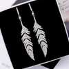 Fashion-feather Stud Earrings for Women Gold Plated Wedding Jewelry S Needle Cubic Zirconia Summer Fashion Earrings326y