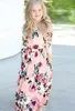 Baby Girl Kid Abito lungo alla caviglia Flower Print Princess Party Dress Abiti Abiti Costumi da sposa Maxi abito floreale 5 colori LJJK2025