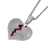 Wholesale- bling Hip Hop Heart Pendant Copper Micro pave with CZ stones Necklace Jewelry for men and women CN002