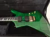 Custom electric guitar in green tiger striped maple on top HH Pickups golden hardwares