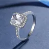 Handgemaakte 2009 Top Selling Sieraden Real 925 Sterling Silver Princess Cut White Big Topaz CZ Diamond Eternity Dames Wedding Band Ring Gift