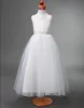 Simple Bateau Princess Floor-length Flower Girl Dress Tulle Wedding Party Christmas Princess Dresses Children Girl Party Dresses