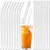 200Pcs Eco-friendly Clear Glass Straws Reusable Straight Bent Glass Drinking Straws for Hot Cold Drink 20CM