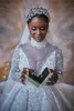 Bola muçulmana de Moda de Nova vestido de casamento vestidos de manga comprida cristal frisado alta Neck Appliqued Lace vestido de casamento vestidos de noiva Vestido de Novia