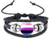 Bracciale in pelle LGBT Gay Pride per donna uomo arcobaleno cabochon in vetro con ciondolo corda intrecciata braccialetto avvolgente braccialetto gioielli di moda regalo