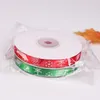 1cm ruban de noël rouge vert neige ruban ruban décoration de vacances emballage cadeau bricolage artisanat joyeux noël accessoires