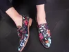 2019 homens moda Floral impressão slip on leather shoes masculino Homecoming vestido de festa de casamento cavalheiro sapatos Sapato Social masculino plus size