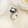 Wholesale 6 Pcs Luckyshine Mix Color Fashion Woman 925 Silver Rings Square Cubic Zirconia Crystal Rings Pure handmade Free shipping