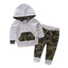 Bebek Giyim Setleri Sonbahar Erkek Bebek Giysileri 3 adet Kıyafetler Set Pamuk Kamuflaj Kapüşonlu Pantolon Yenidoğan Spor Giysileri Tops