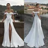 2020 New Helena Kolan A Line Wedding Dresses Off The Shoulder Split Sash Plus Size Bridal Gowns Sweep Train Beach Robe De Mariée 825