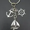 Pendentif clé de haute qualité argent Antique AnchorRudderSailing charme porte-clés anneau pour clés sac de voiture porte-clés sac à main porte-clés 777