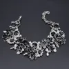 NEW Black Crystal Choker Necklace Set Bridal Indian Jewelry Sets Bride Silver Jewellery Wedding Prom Accessories Women