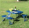 Mode livraison gratuite en gros valise portative extérieure Table de pique-nique pliante avec 4 sièges-bleu