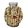 Groothandel - Nieuwe Mode Mannen / Womens Mushroom Collage Sweatshirt Joggers Grappige 3D Print Unisex Hoodies + Broek ZZ044