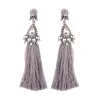 Wholesale-fashion luxury designer exaggerated vintage beautiful glittering diamond crystal long tassel stud earrings for women girls