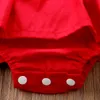 New ArriaVL Christmas Ruffle Red Lace Romper Klänning Baby Girls Syster Princess Kids Xmas Party Dresses Bomull nyfödd kostym