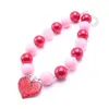 Collana robusta con cuore d'amore rosa + rosso Bubblegum Bead Miglior regalo Collana robusta per neonata Gioielli per bambini piccoli