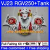 Body + Tank för SUZUKI VJ21 RGV250 88 94 95 96 97 98 309HM.27 RGV-250 VJ23 Lucky White Hot VJ 22 RGV 250 1988 1994 1995 1996 1997 FAIRING